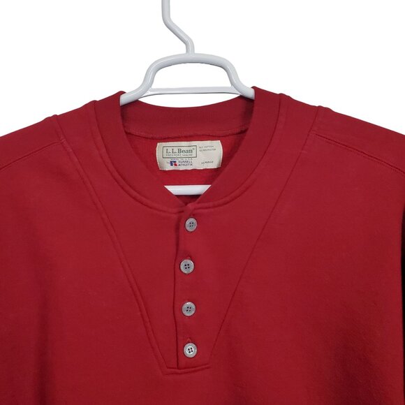 LL Bean X Russell Athletic XL Sweatshirt Henley Button Vintage Pullover Maroon - Picture 6 of 12